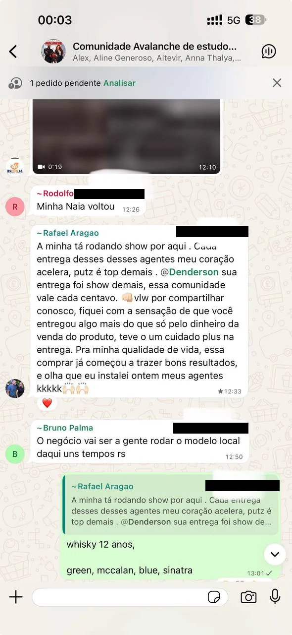 Print inteiro de conversa no WhatsApp mandada por um membro da comunidade, 5 de 10.